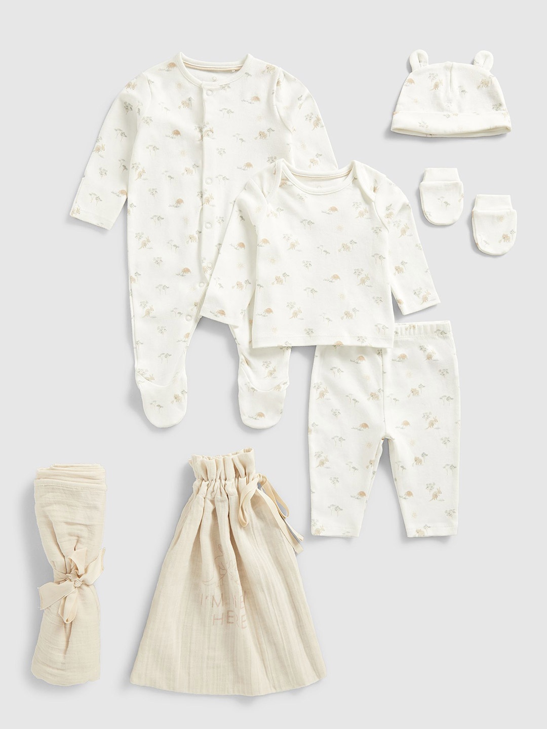 

Mothercare Infants Pack Of 7 Pure Cotton Baby Apparel Gift Set, White