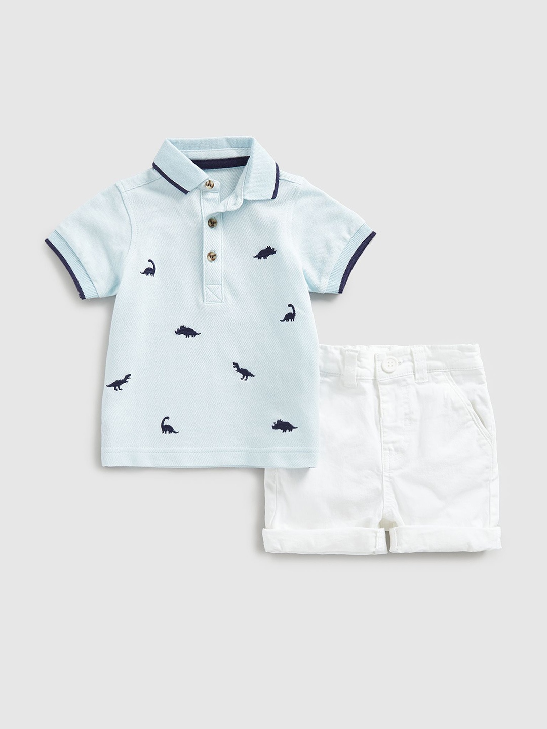 

mothercare Boys Printed T-shirt with Shorts, Blue