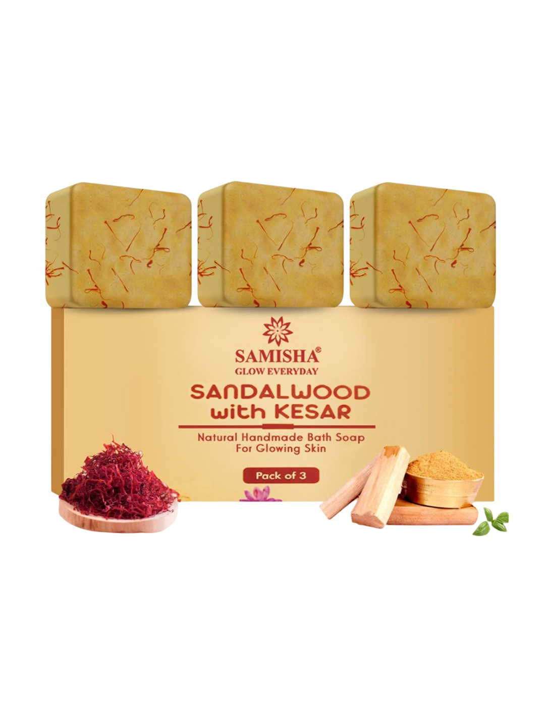 

SAMISHA Cold Processed Sandalwood Butter Bath Soap For Skin Brightening- 300 g, Yellow