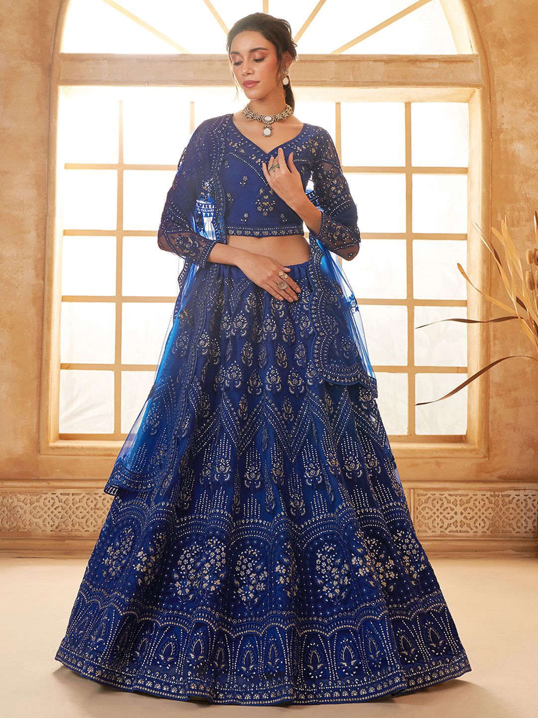 

ALIZEH Royal Blue Designer Lehenga Choli With Dupatta