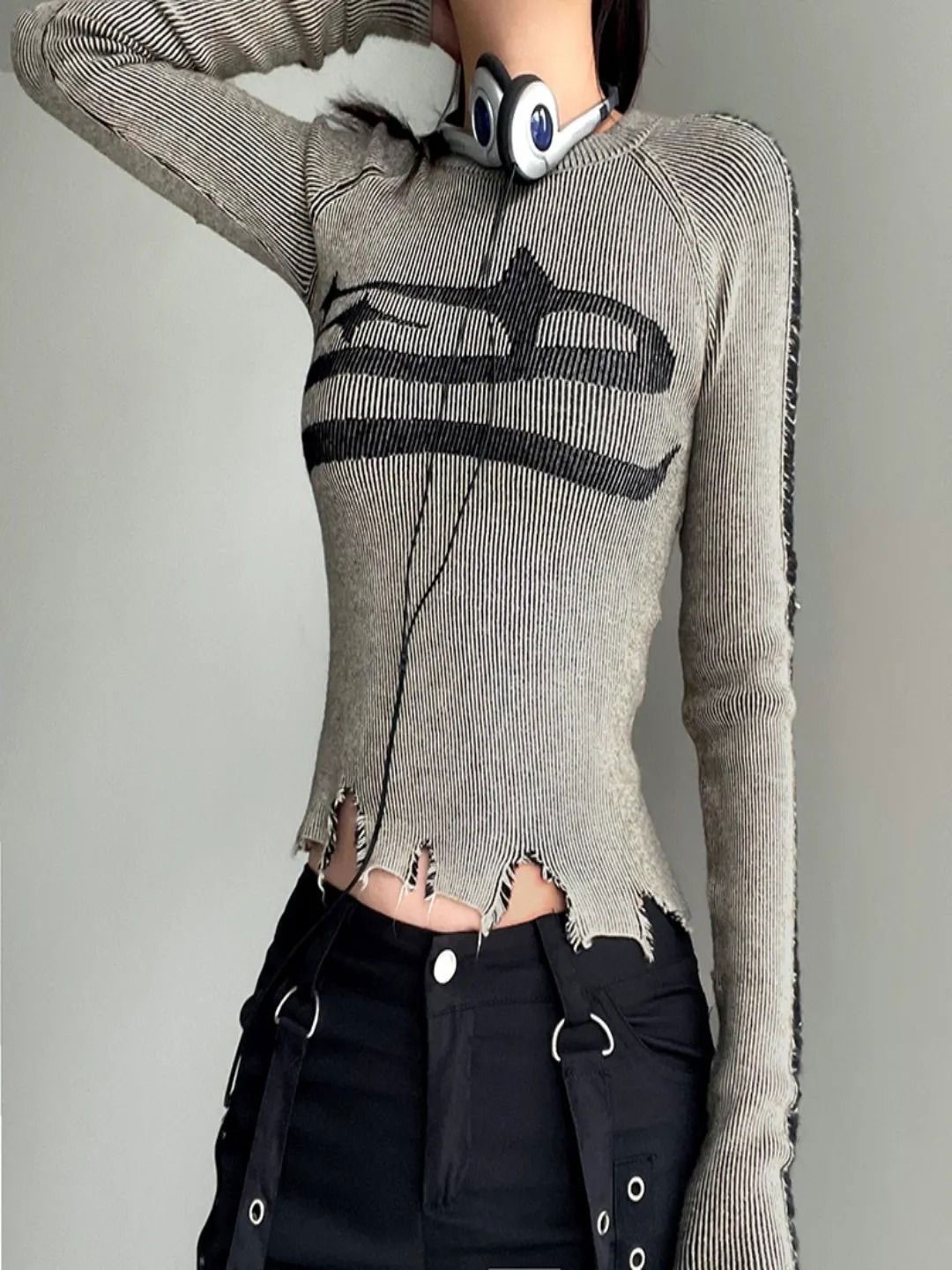 

SUPERVINTAGE Cotton Denim Top, Grey