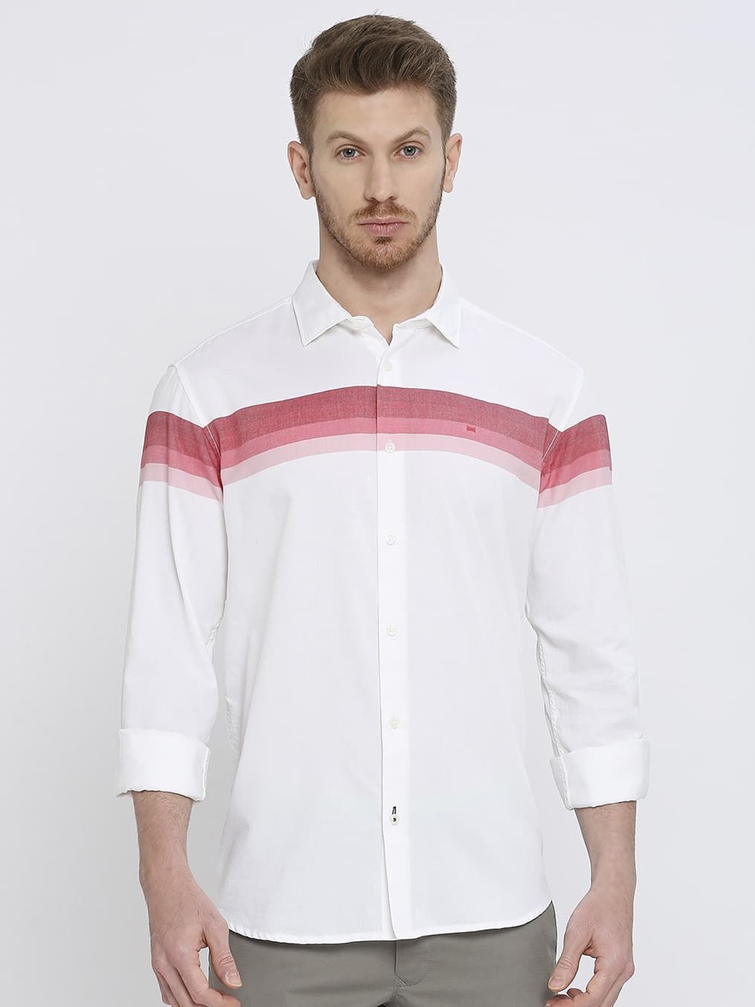 

Basics Men Comfort Slim Fit Opaque Casual Shirt, Red
