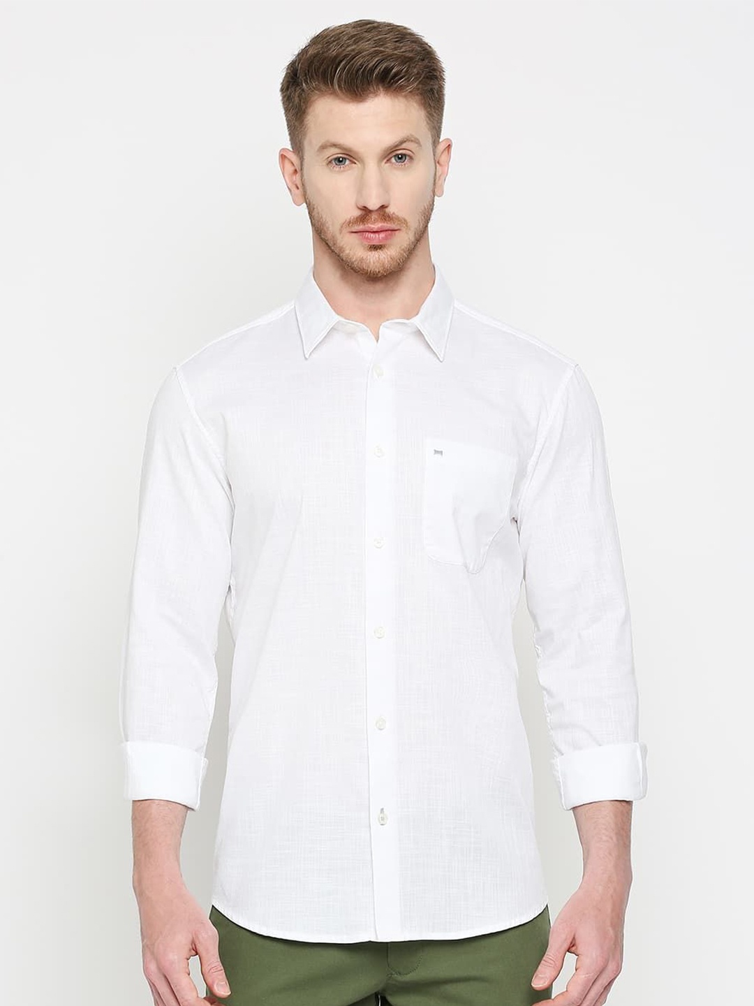 

Basics Men Comfort Slim Fit Opaque Casual Shirt, White