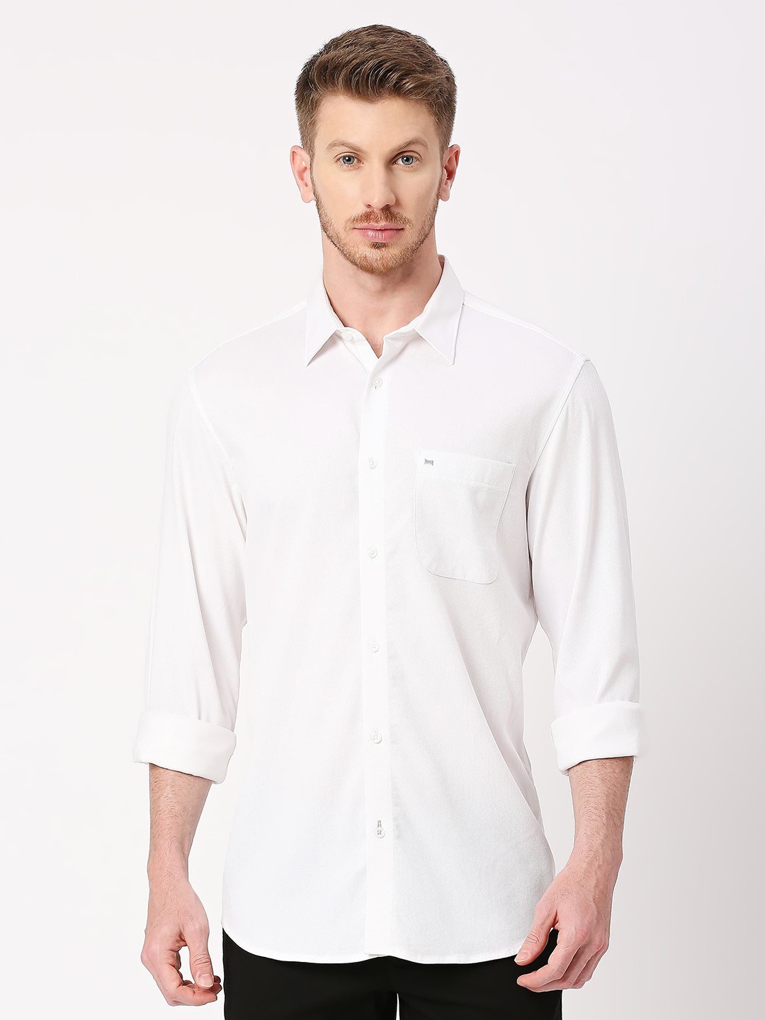 

Basics Men Comfort Slim Fit Opaque Casual Shirt, White