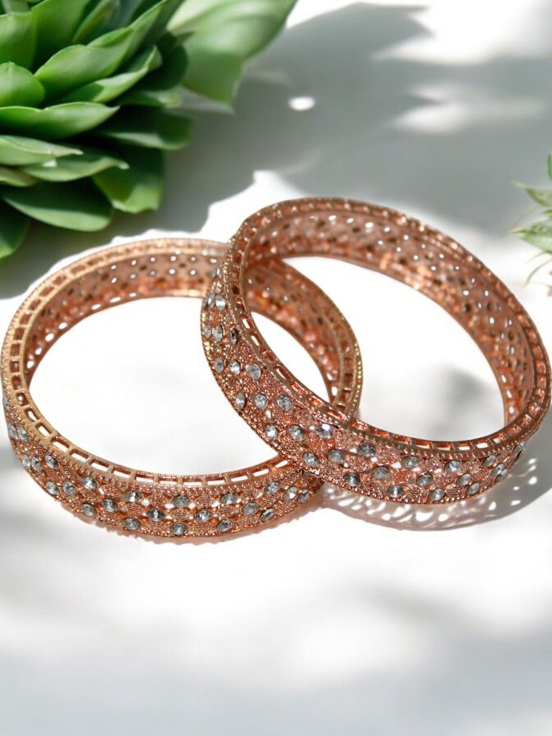 

Jolly Faces Set Of 2 Bangle, Rose gold