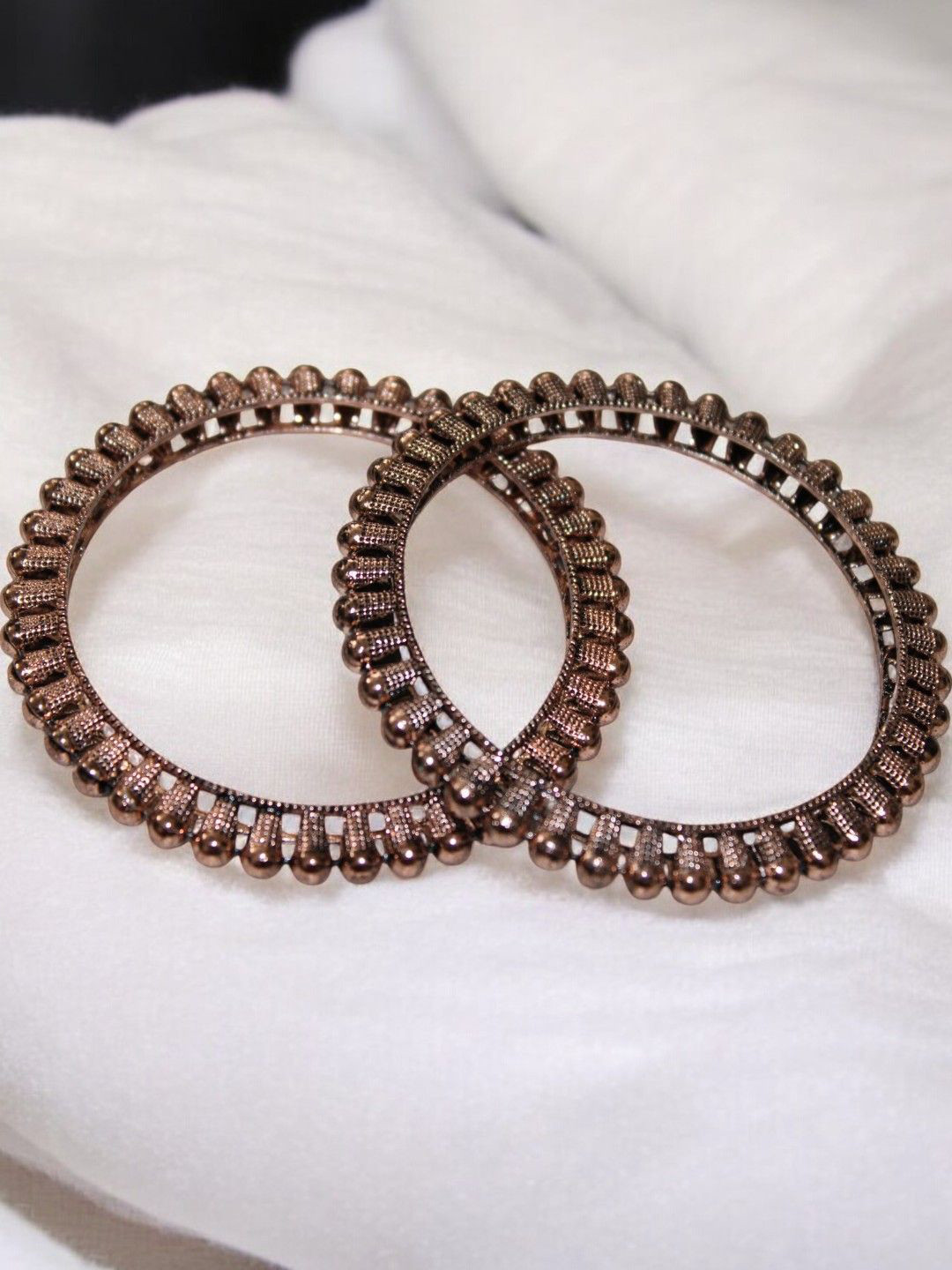 

Jolly Faces Set Of 2 Beaded Bangles, Copper
