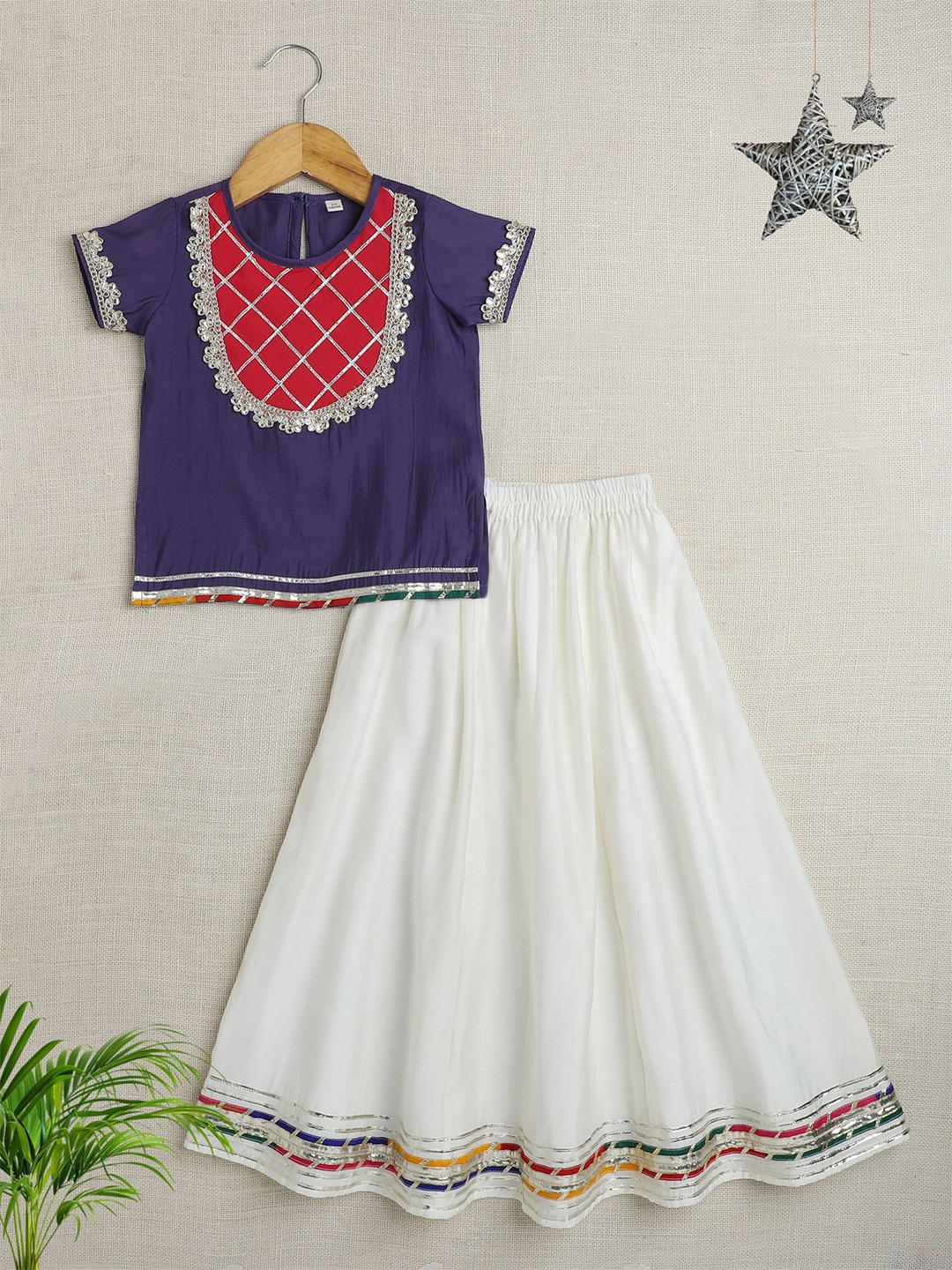 

The Magic Wand Girls Embellished Ready to Wear Lehenga &, Purple