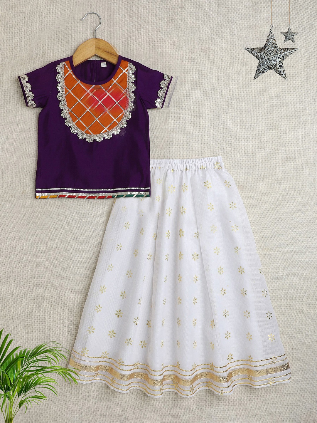 

The Magic Wand Girls Embellished Ready to Wear Lehenga &, Purple