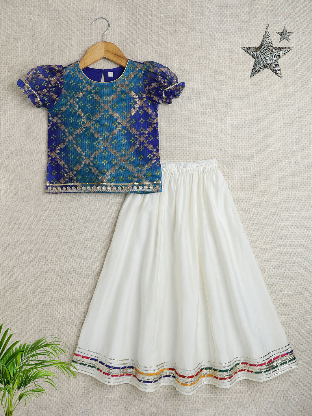 

The Magic Wand Girls Printed Ready to Wear Lehenga &, Blue