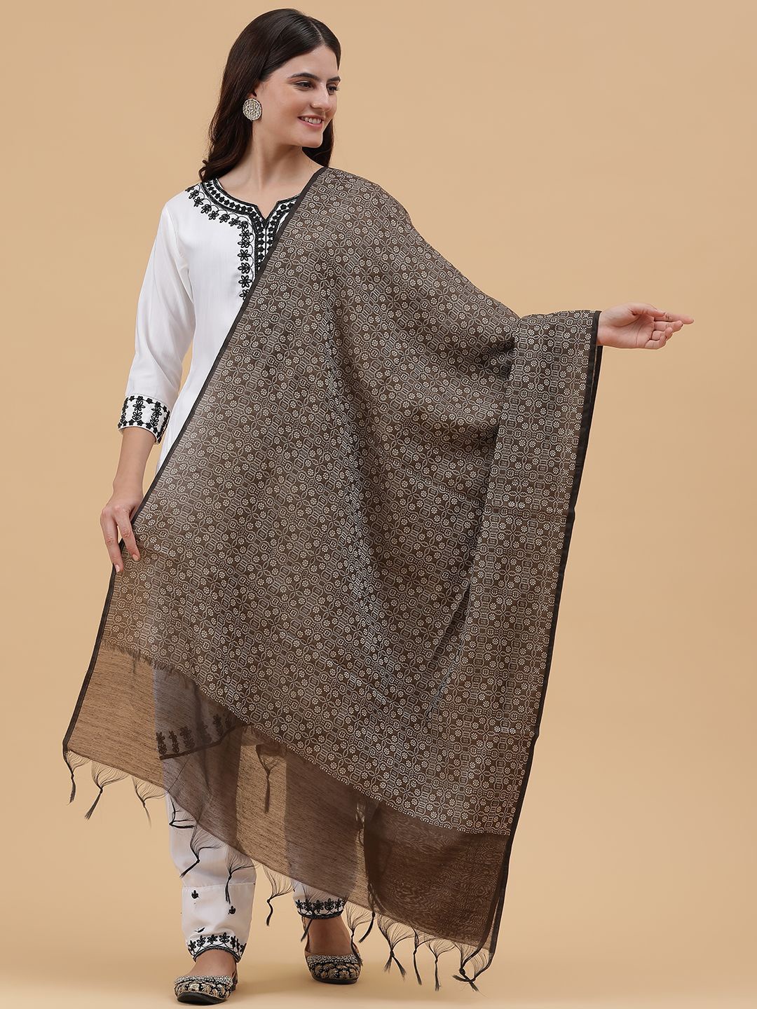 

BANJARA INDIA Woven Design Dupatta with Zari, Brown