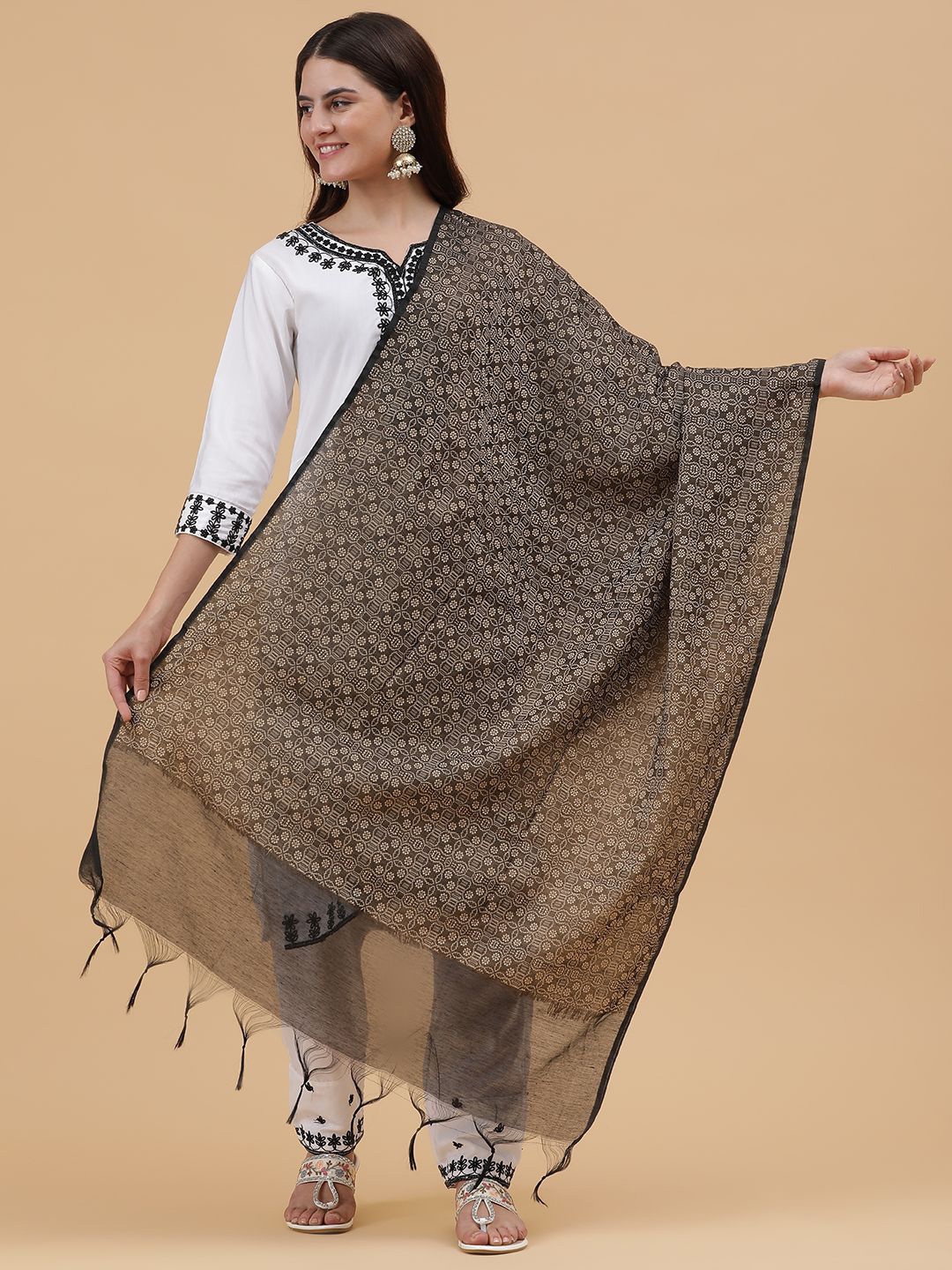 

BANJARA INDIA Woven Design Dupatta with Zari, Grey