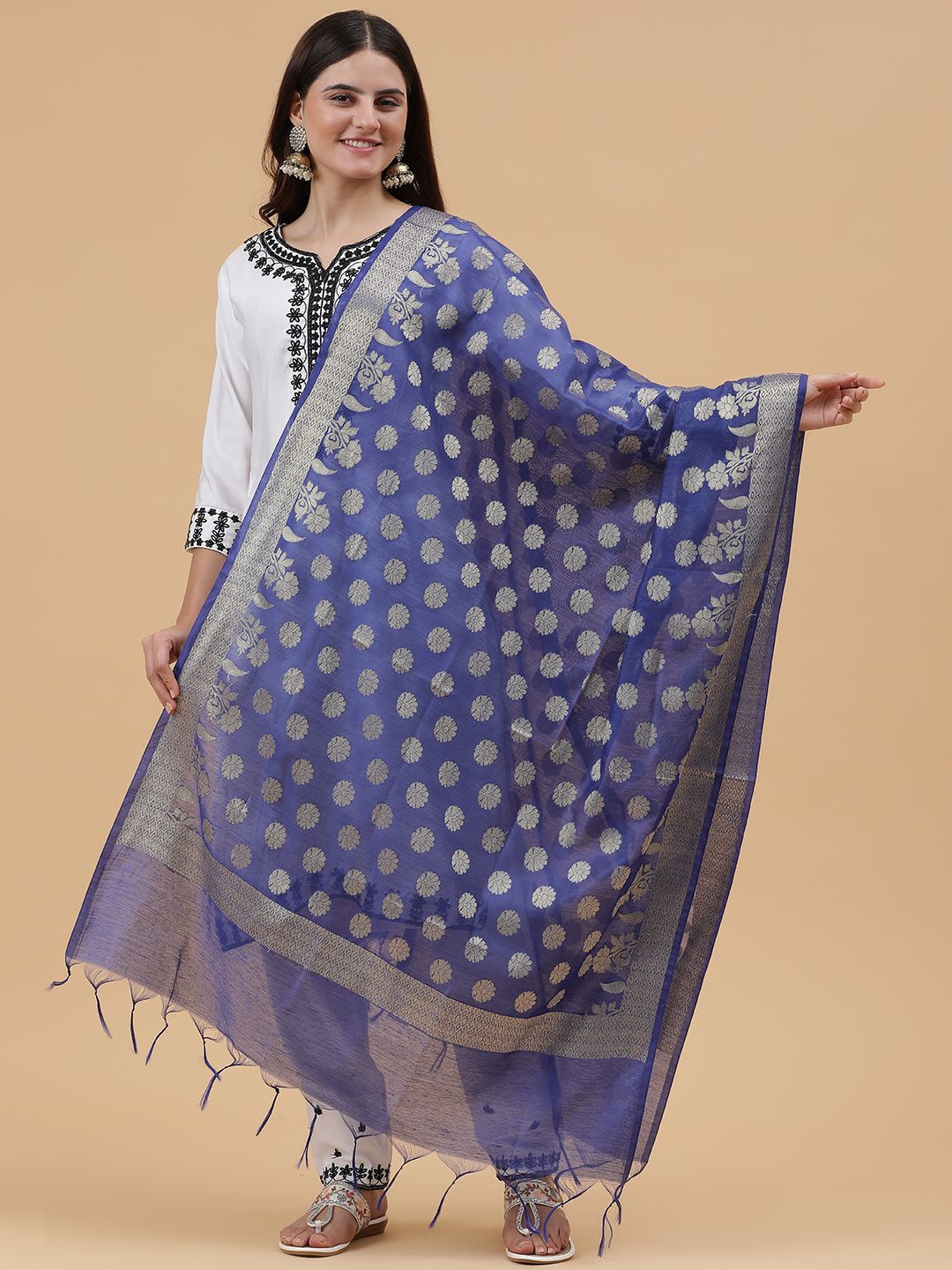 

BANJARA INDIA Woven Design Dupatta with Zari, Blue