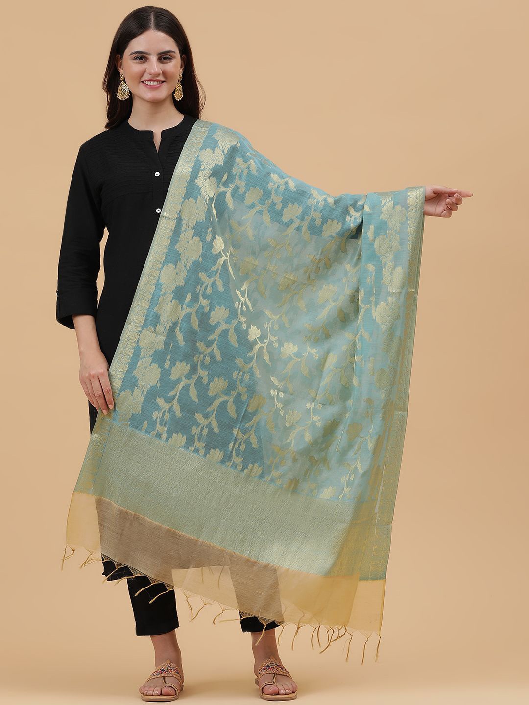 

BANJARA INDIA Woven Design Dupatta with Zari, Blue