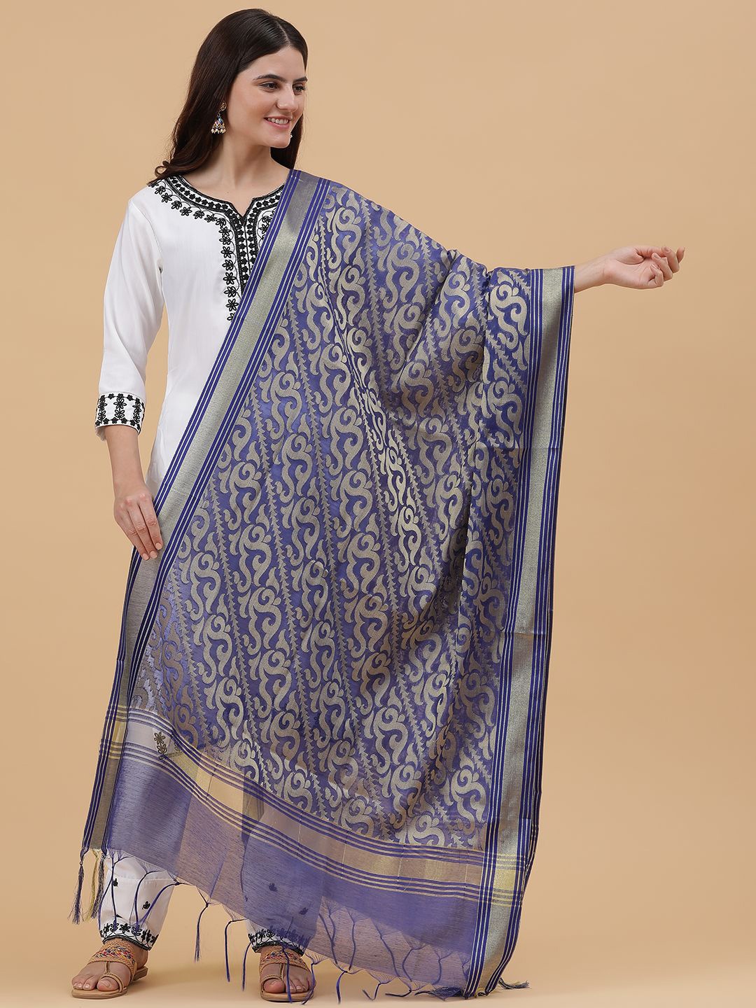

BANJARA INDIA Woven Design Dupatta with Zari, Blue
