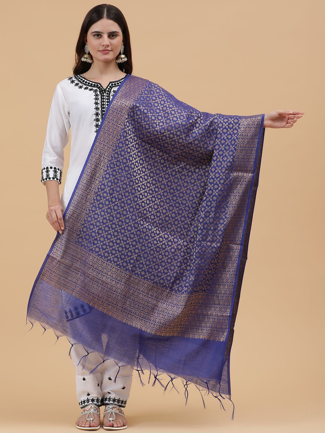 

BANJARA INDIA Woven Design Dupatta with Zari, Blue