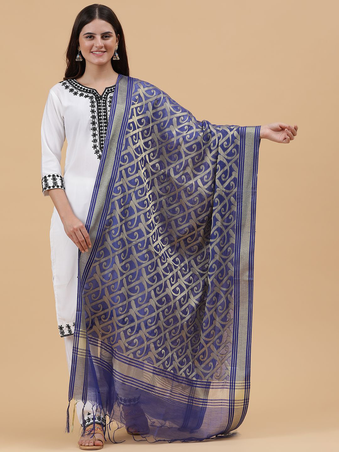 

BANJARA INDIA Woven Design Dupatta with Zari, Blue
