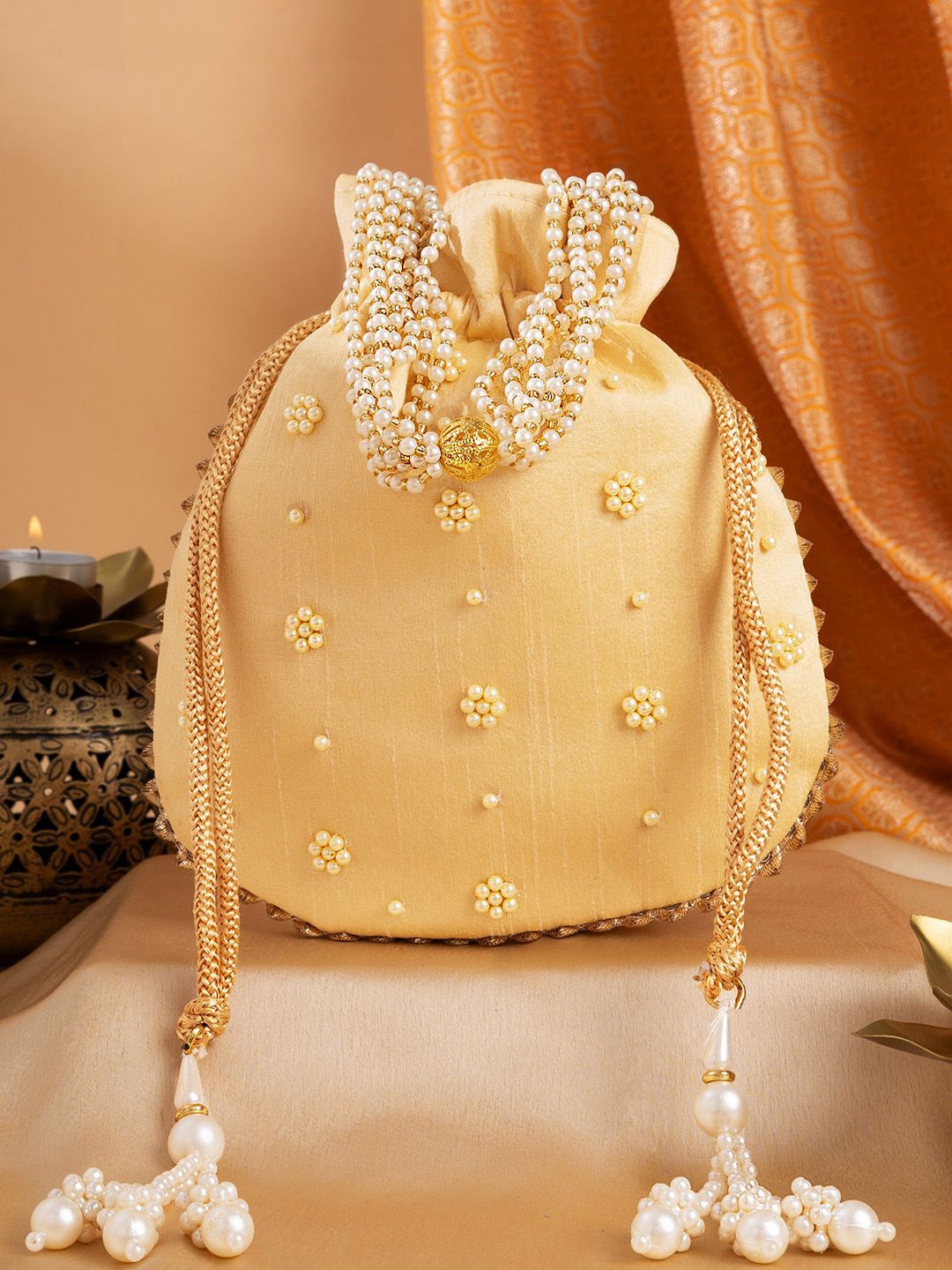 

TEEJH Embellished Potli Clutch, Gold