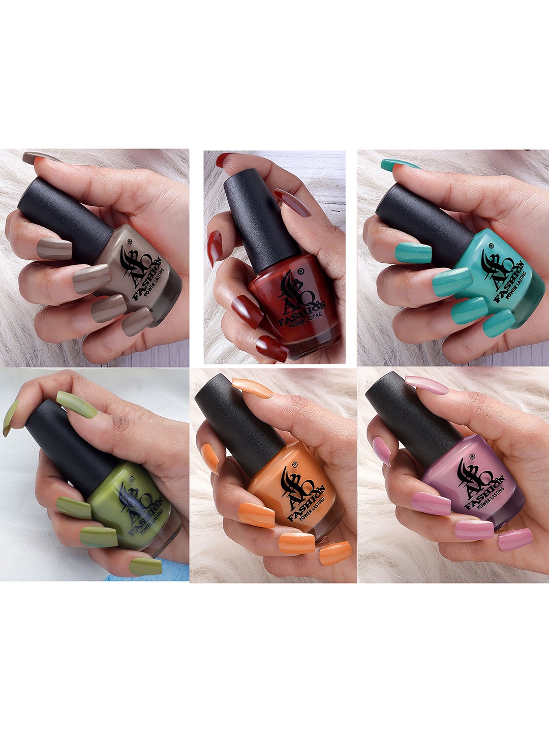 

AQ FASHION Set Of 6 Power Lasting Nail Polish - 15 ml Each, Turquoise blue