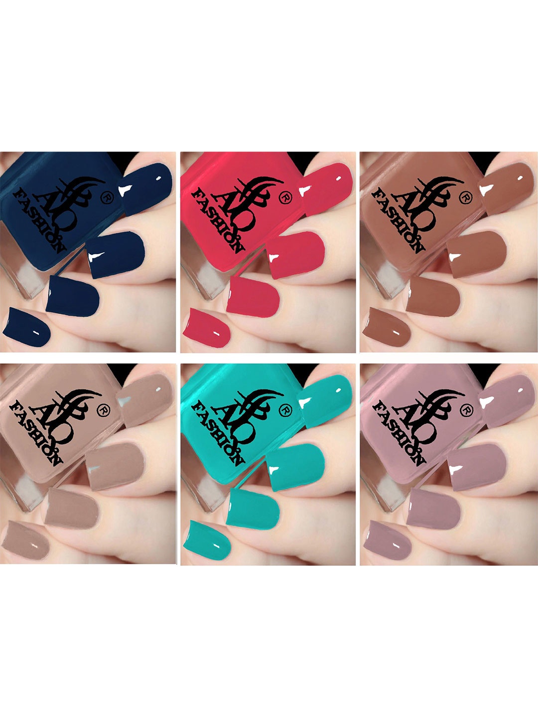

AQ FASHION Set Of 6 Glossy Long Lasting Nail Polish - 10 ml Each, Turquoise blue