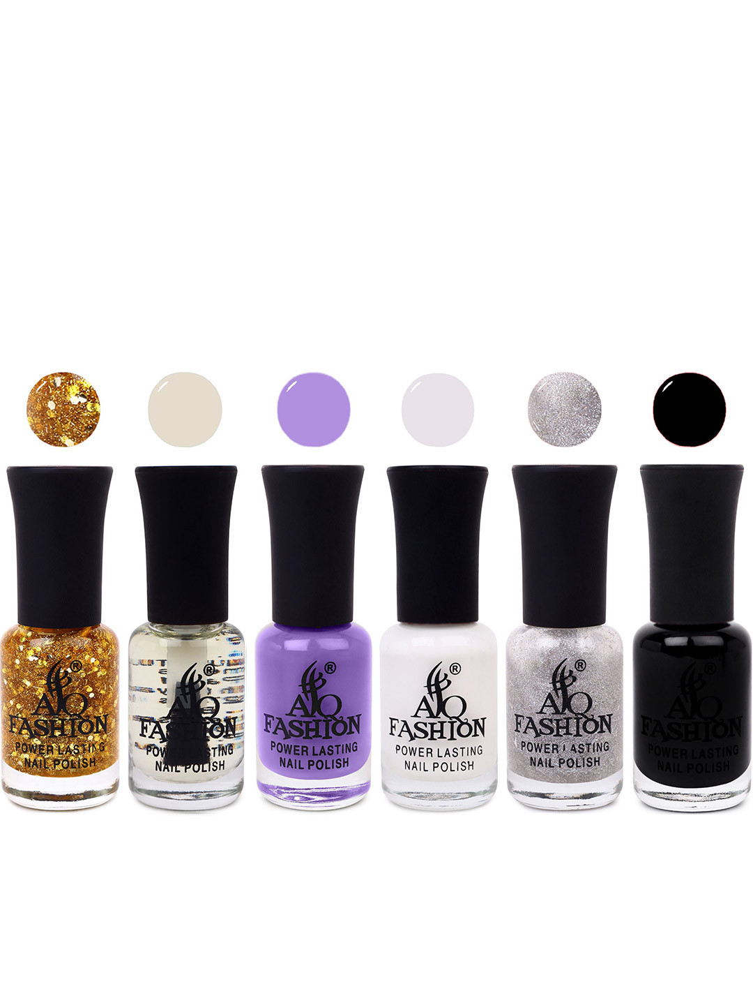 

AQ FASHION Set Of 6 Power Lasting Glossy Finish Nail Polish - 9 ml Each, Purple