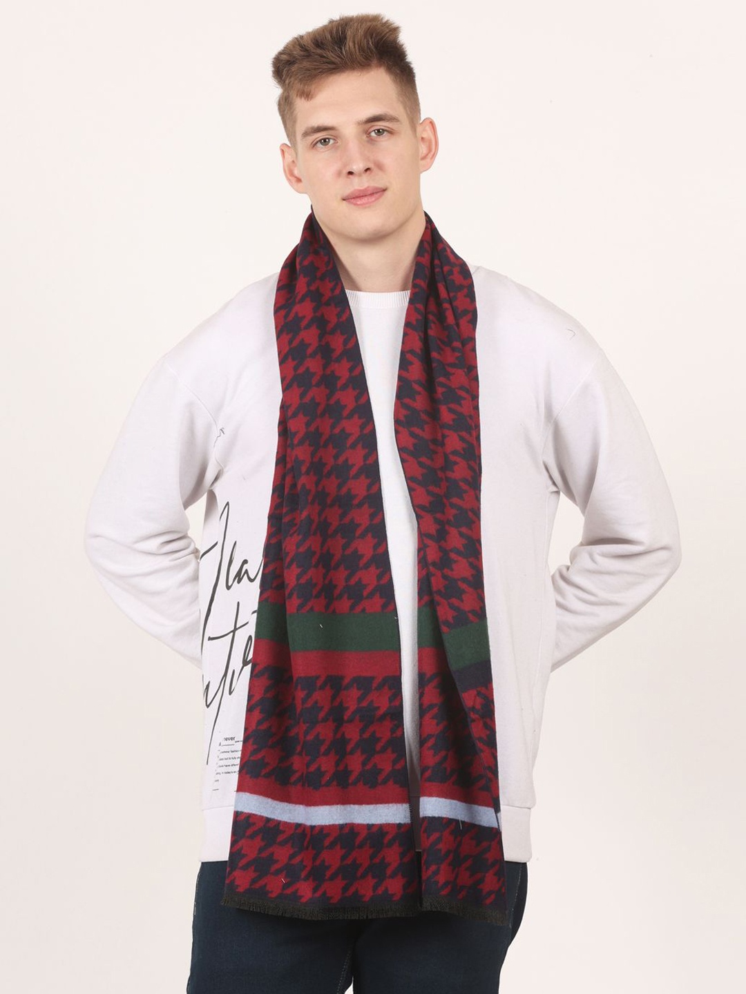 

Cazzano Men Patterned Acrylic Mufflers, Red