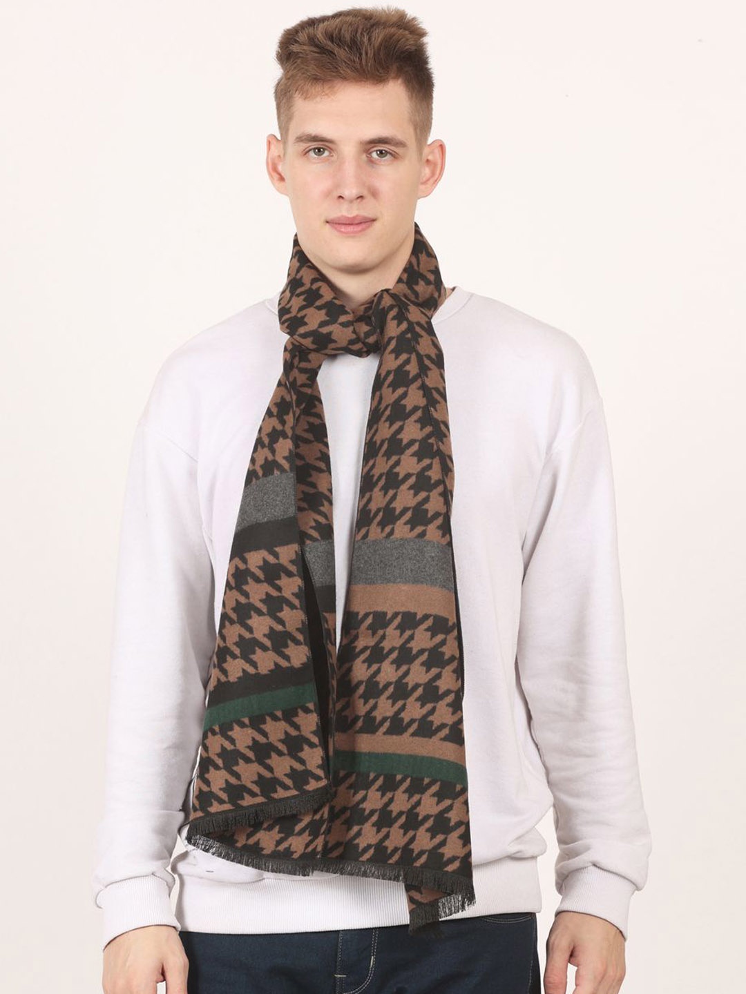

Cazzano Men Patterned Acrylic Mufflers, Brown