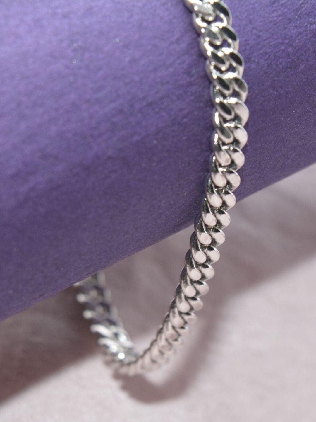 

Luxevogue Men Sterling Silver Rhodium-Plated Link Bracelet