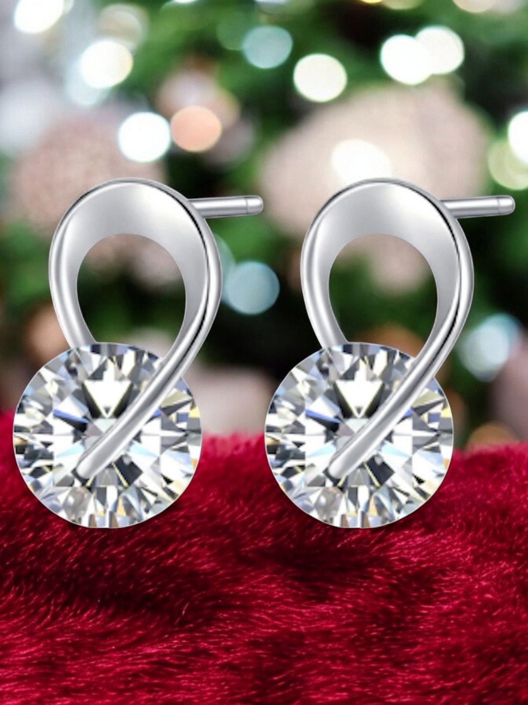 

Nilu's Collection Contemporary Drop Earrings, Silver