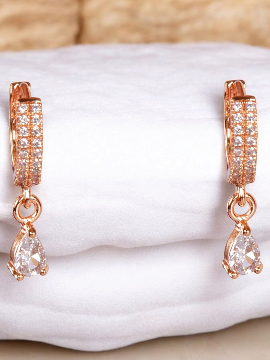 

Nilu's Collection Contemporary Drop Earrings, Rose gold