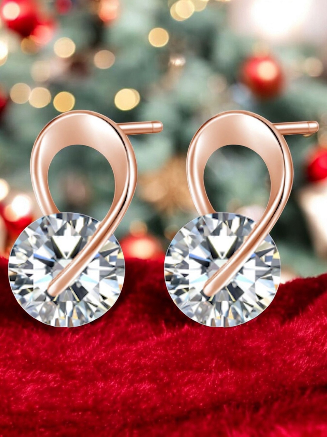 

Nilu's Collection Contemporary Drop Earrings, Rose gold