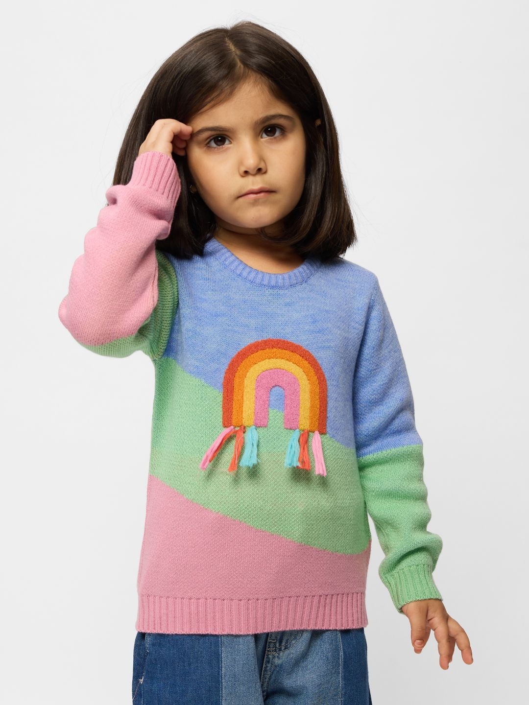 

The Souled Store Girls Embroidered Pullover, Blue
