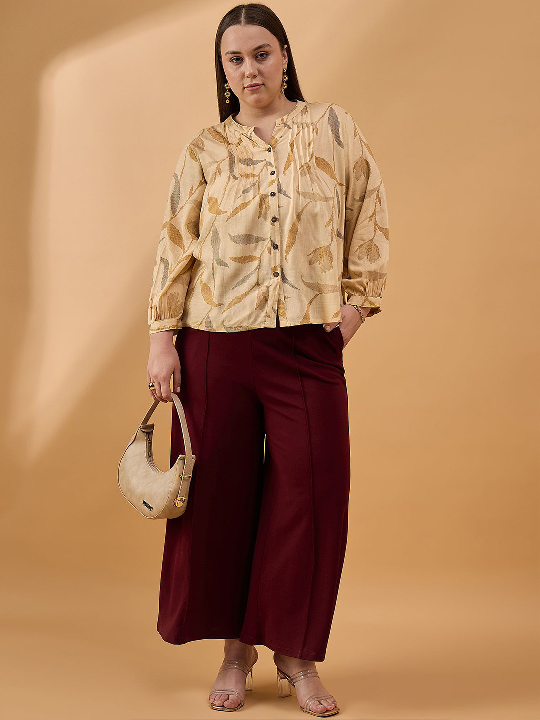 

all about you Women Plus Size Printed Cotton Shirt Style Top, Cream