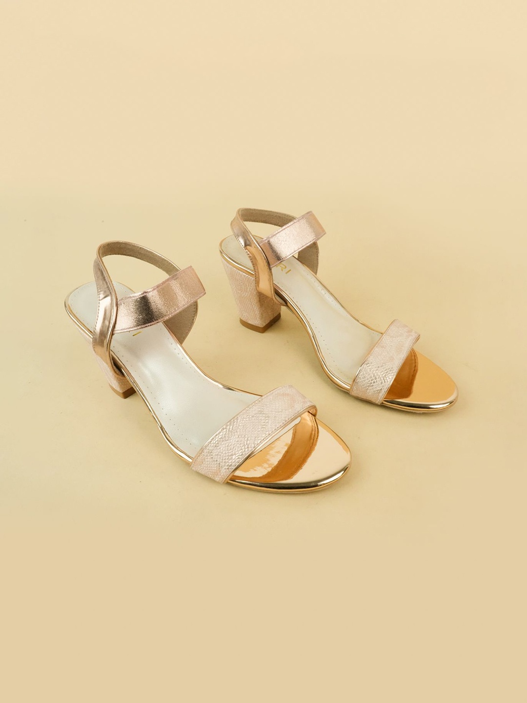 

Ozuri Women Embellished Block Sandals, Rose gold