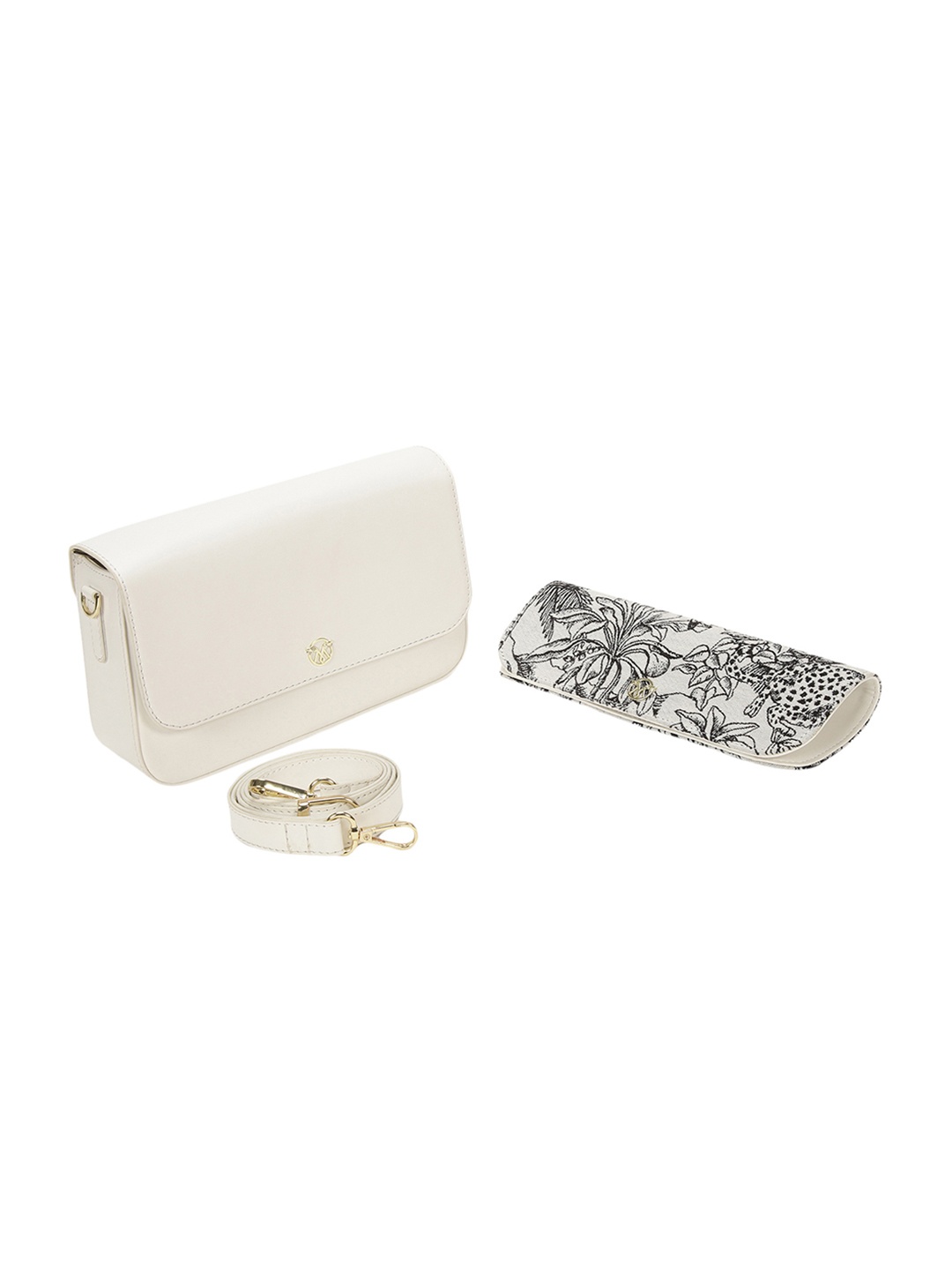 Monrow Women Floral Printed Crossbody Sling Bag, White