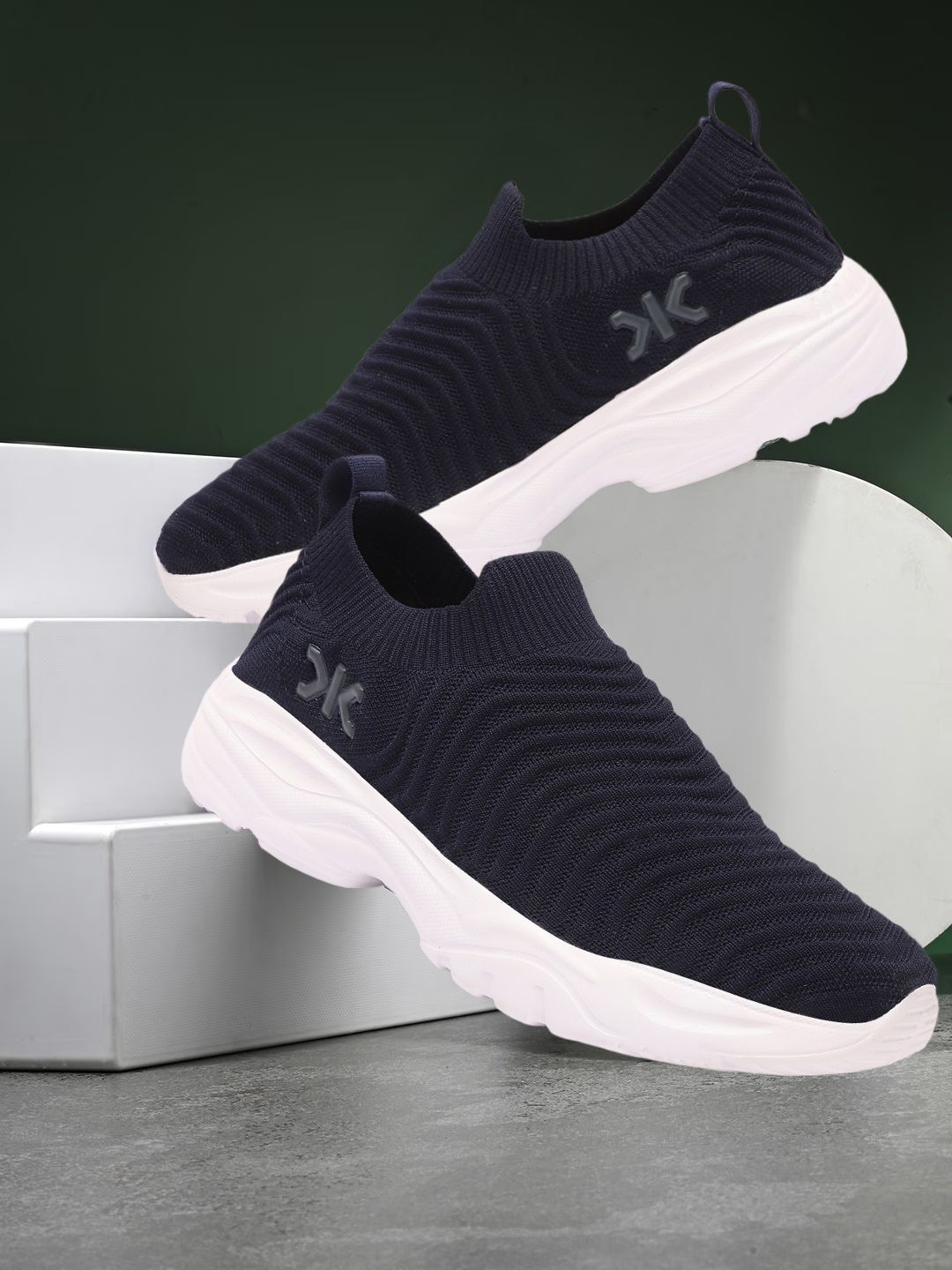 

Killer Men Western - Embellished Slip-On Round Toe Sneakers, Navy blue
