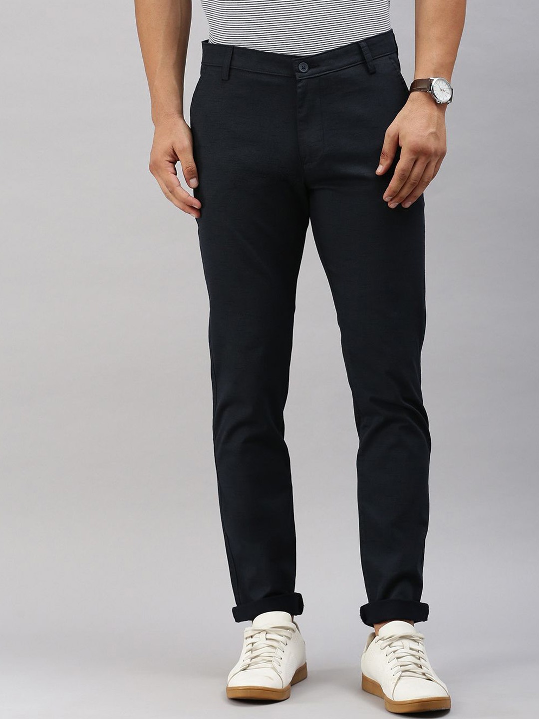 

Classic Polo Men Moderate Fit Cotton Trousers, Navy blue