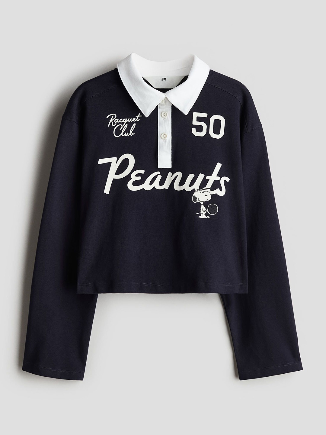 

H&M Cropped Rugby Shirt, Blue