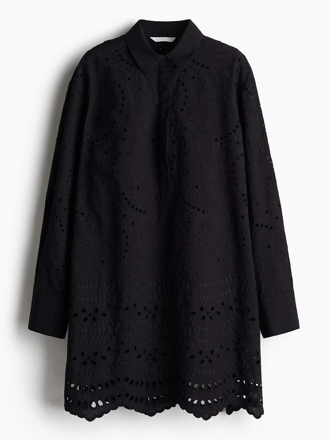 

H&M Women Broderie Anglaise Shirt Dress, Black