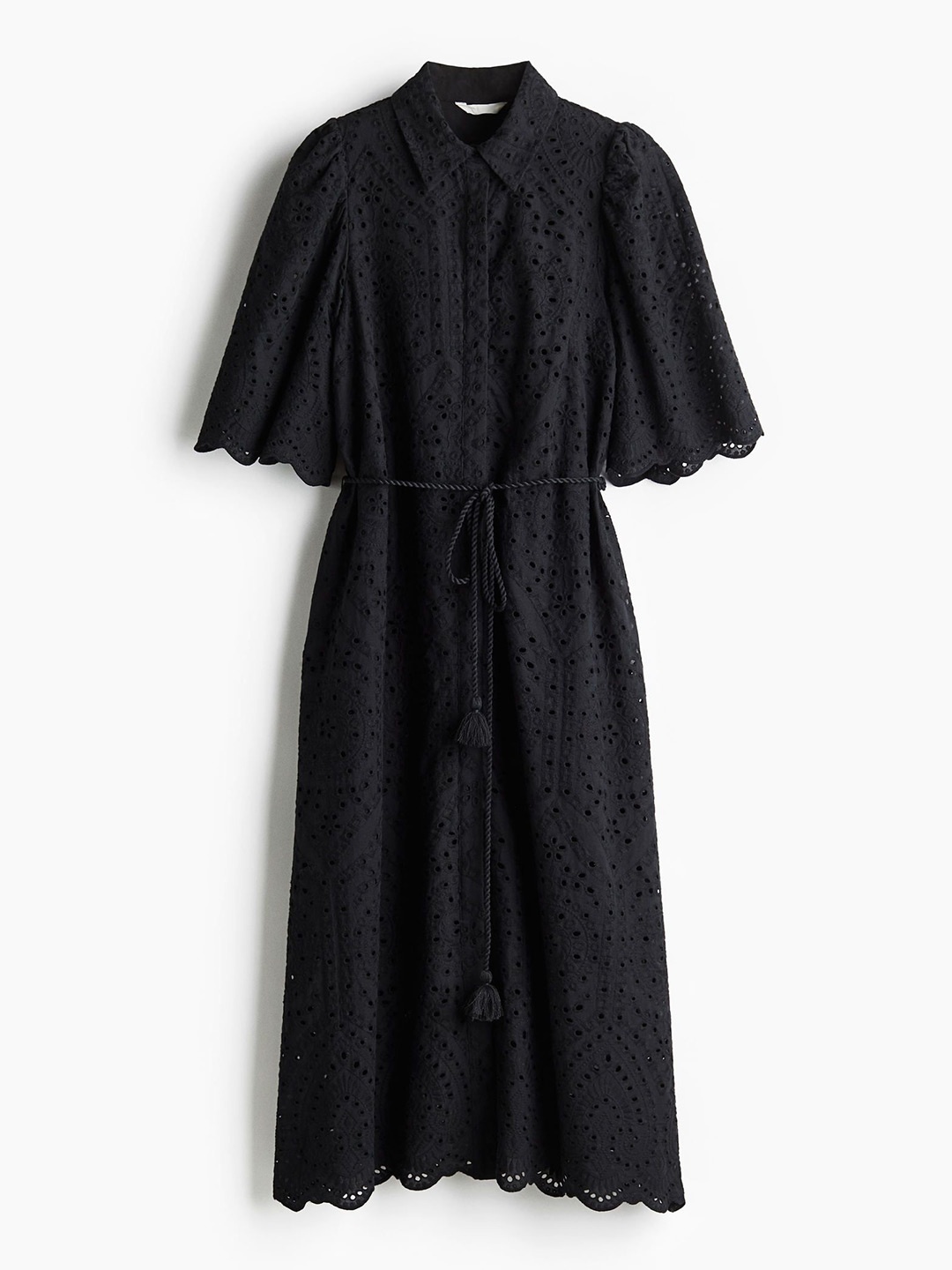 

H&M Women Broderie Anglaise Shirt Dress, Black