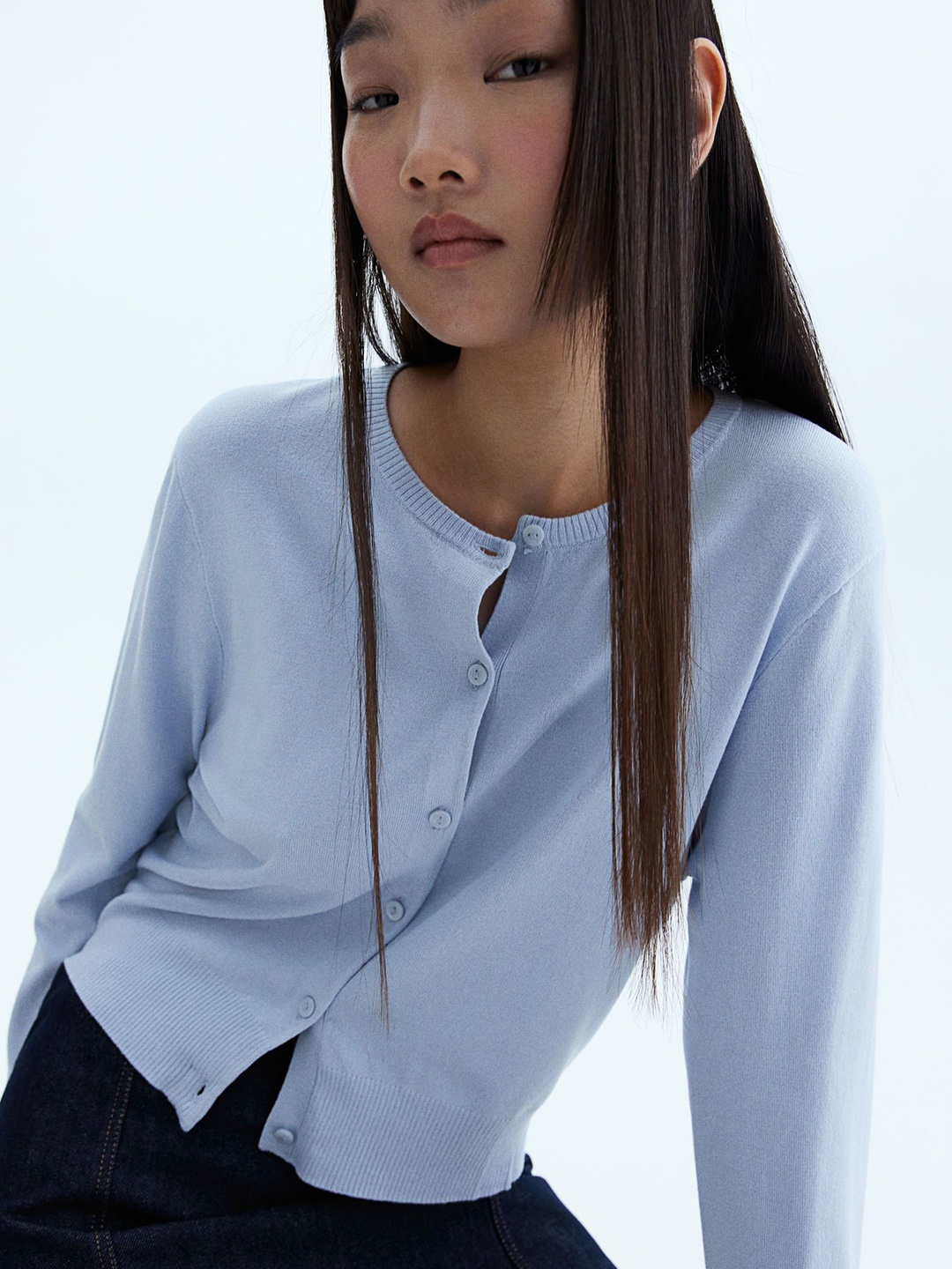 

H&M Women Fitted Cardigan, Blue