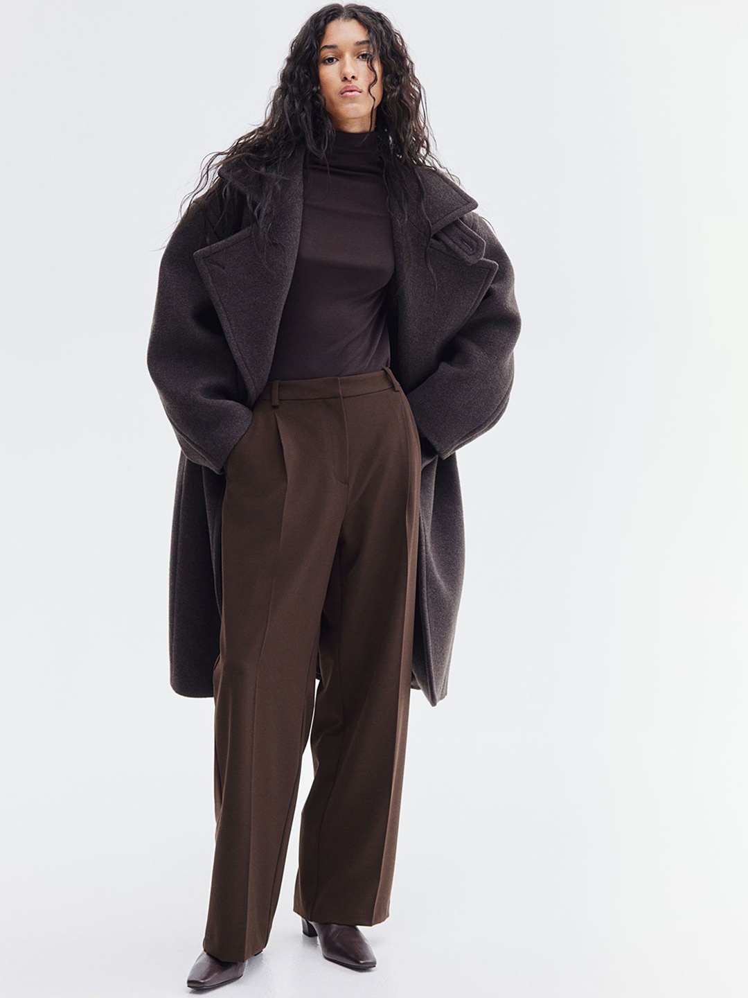 

H&M Women Tailored Trousers, Brown