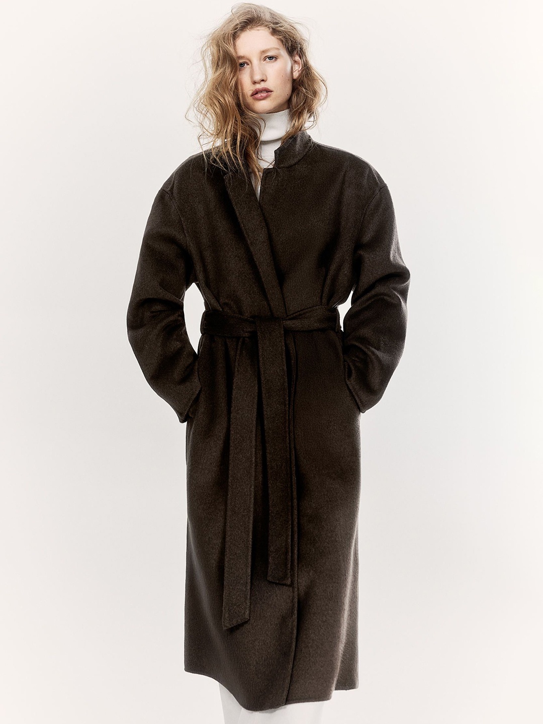 

H&M Women Handmade Wool-Blend Coat, Beige