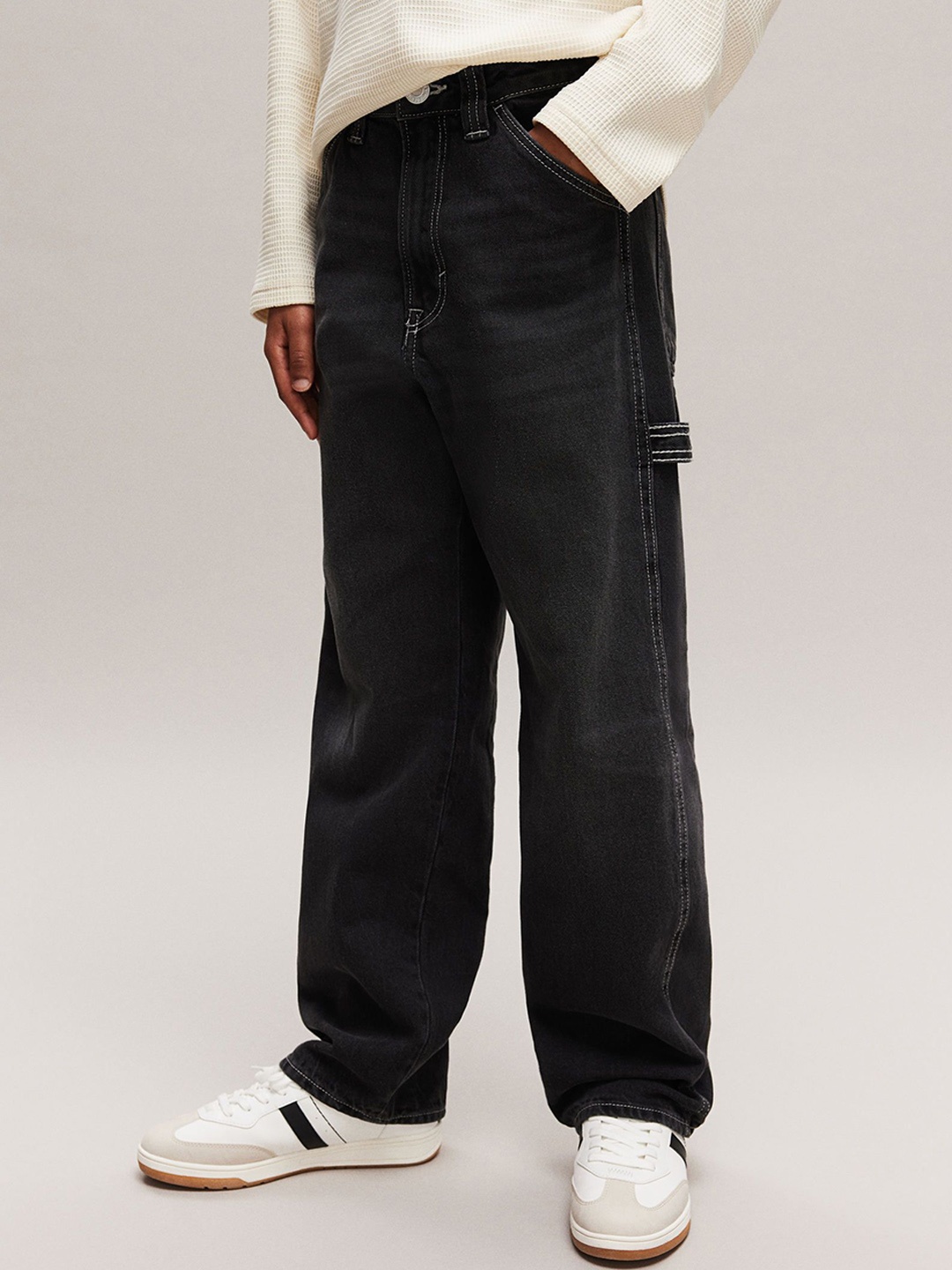

H&M Boys Loose Fit Carpenter Jeans, Grey