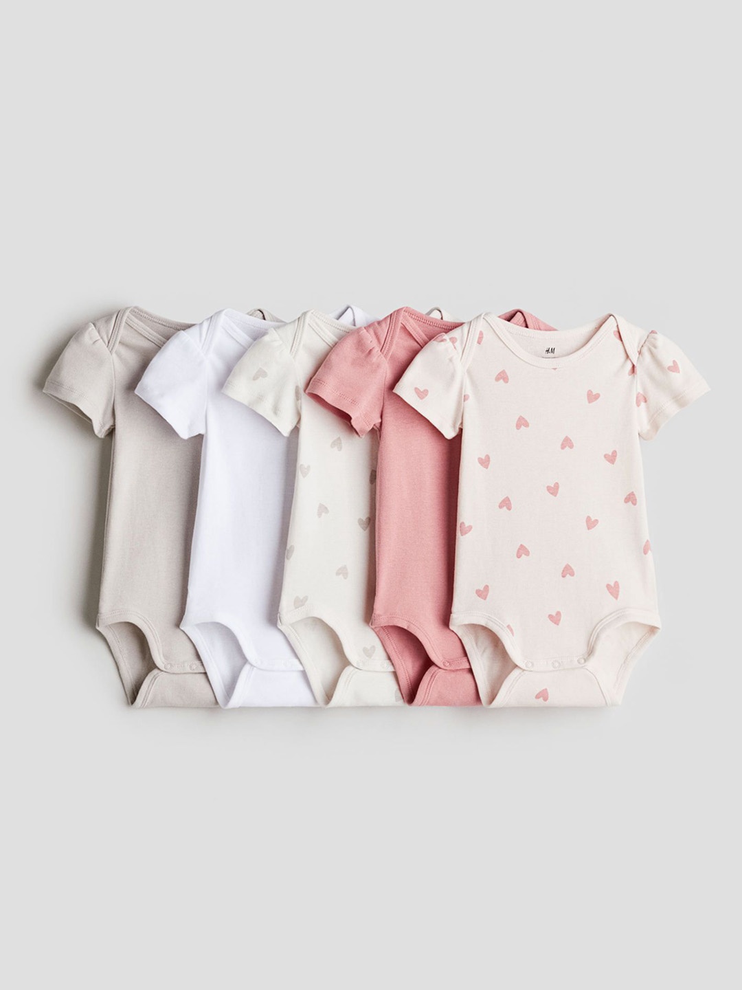 

H&M Boys 5-Pack Cotton Bodysuits, Pink