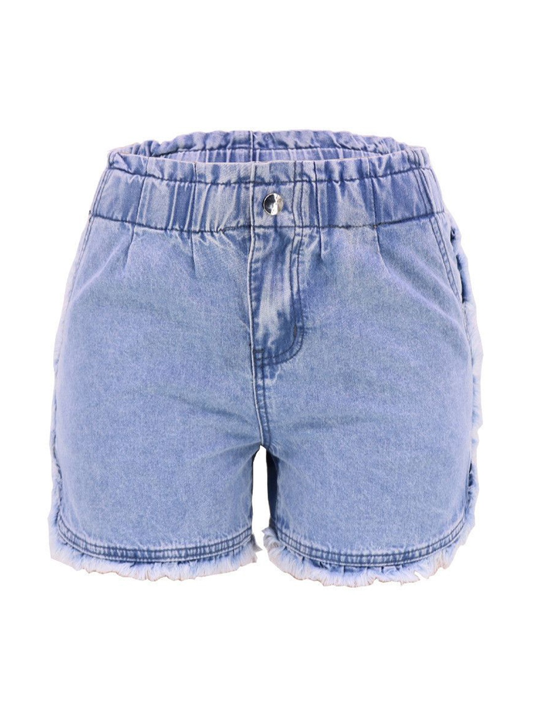 

The Roadster Lifestyle Co Women Slim Fit Mid-Rise Cotton Shorts, Blue