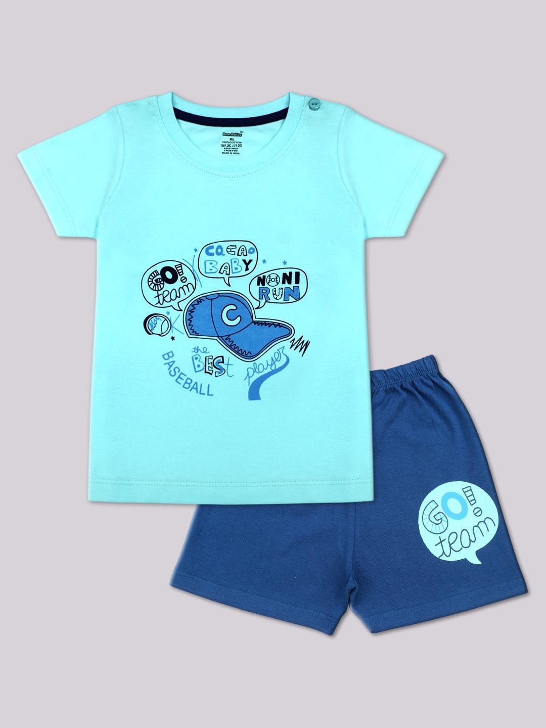 

Born Babies Unisex Kids Printed T-shirt with Shorts, Blue