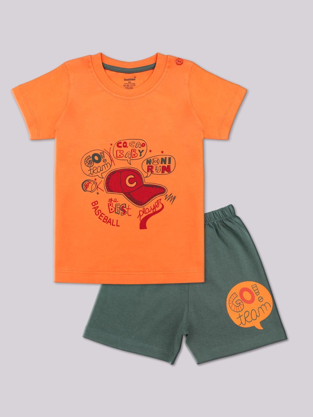 

Born Babies Unisex Kids Printed T-shirt with Shorts, Orange