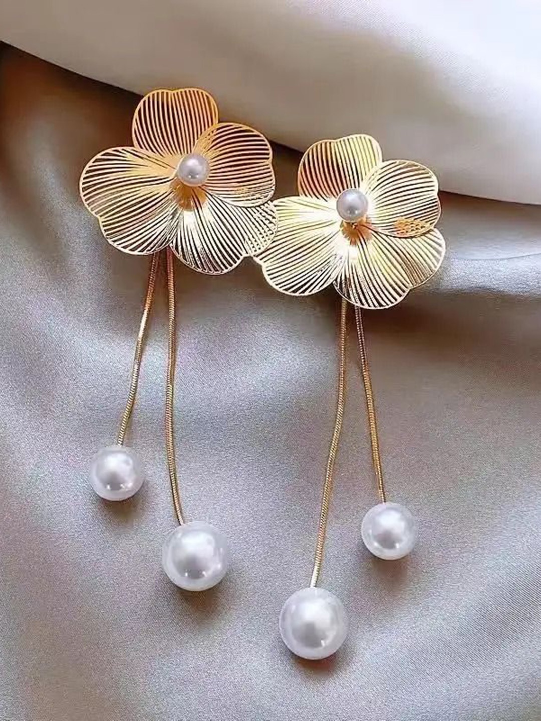 

DIVASTRI Feather Shaped Drop Earrings, Gold