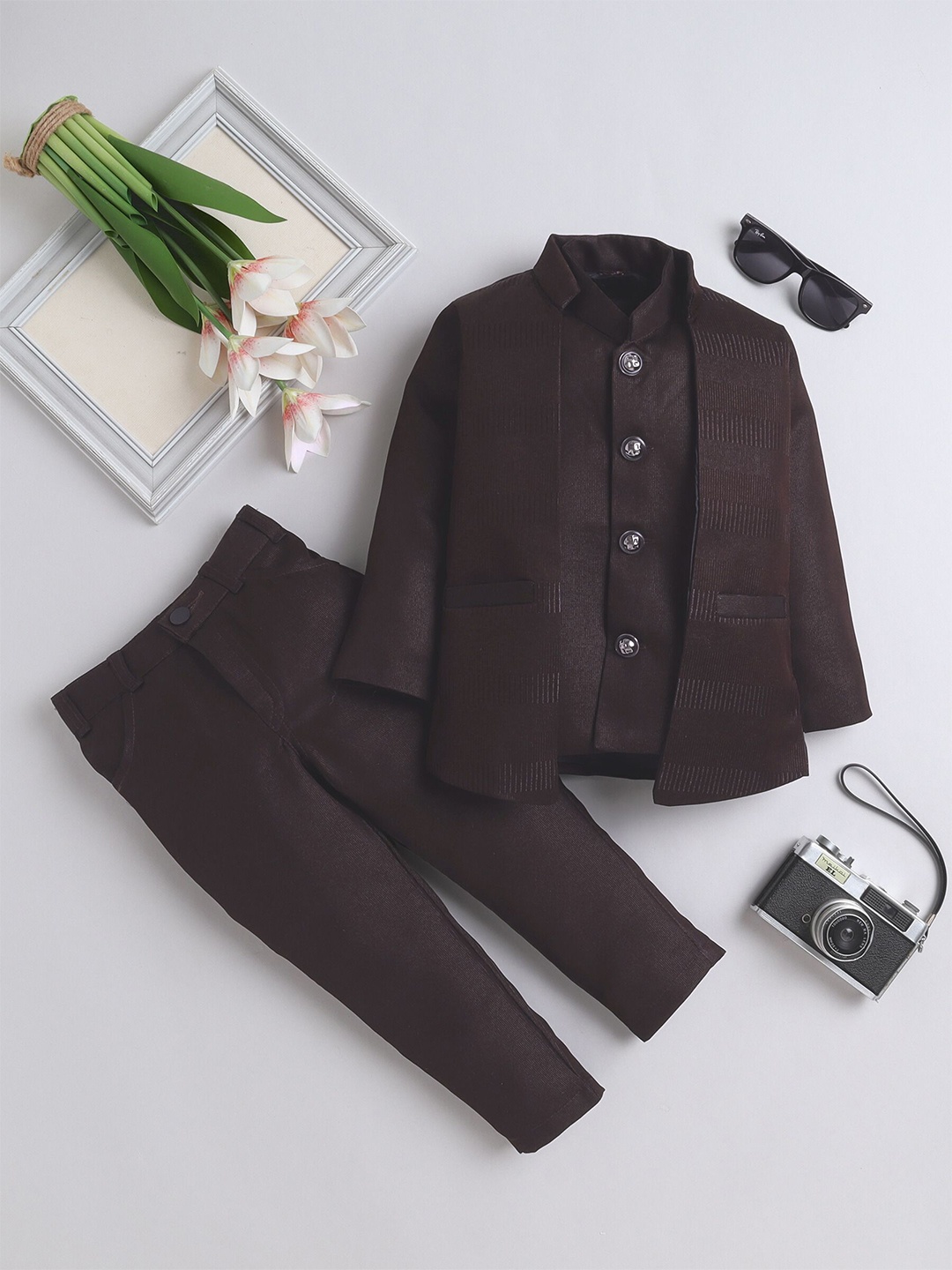 

FOURFOLDS Boys 3 Piece Party Suit, Burgundy