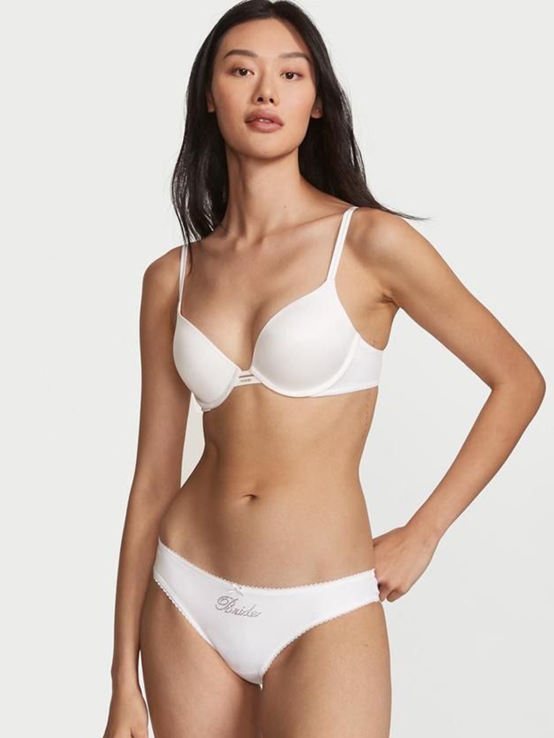 

Victoria's Secret Women Satin Low-Rise Bride Cheekini Basic Brief, White